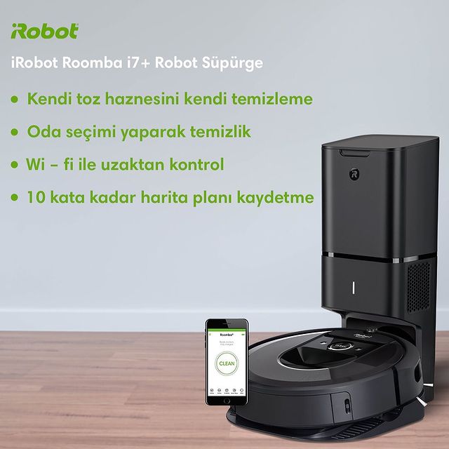 iRobot Roomba i7+ Robot süpürgenin öne çıkan özellikleri;

✅ Kendi toz haznesini kendi temizleme
✅ Oda seçimi yaparak temizlik
✅ Wi - Fi ile uzaktan kontrol
✅ 10 kata kadar harita planı kaydetme

#Roombai7Plus #iRobot #RobotSüpürge