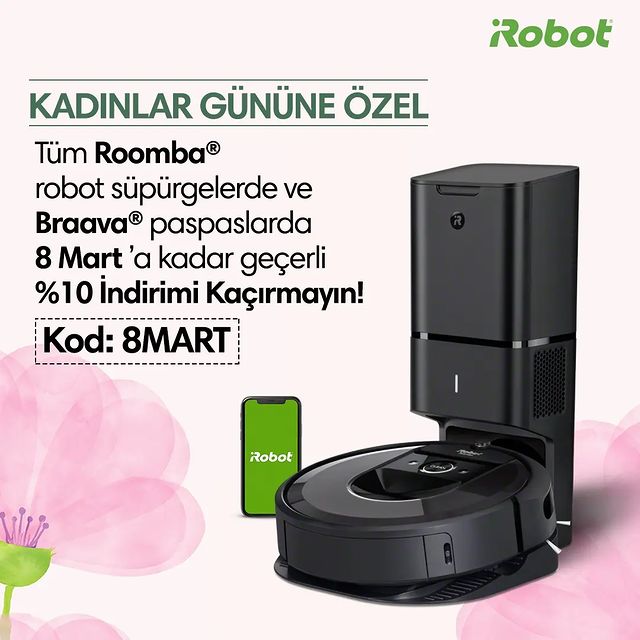 8 Mart’a kadar yapacağınız alışverişlerde Kadınlar Günü’ne özel %10 indirim fırsatını kaçırmayın.
İndirim Kodu: 8MART
 
#iRobot #Roomba #Braava #RobotSüpürge #RobotPaspas #KadınlarGünü #Kampanya #8Mart