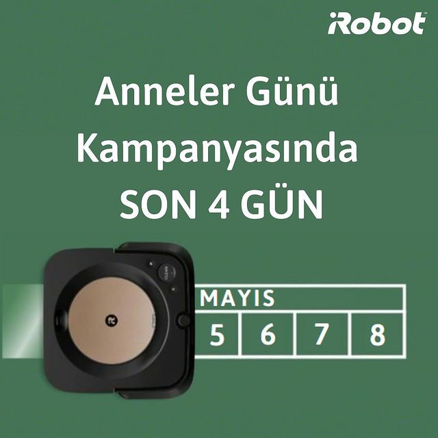 www.irobot.com.tr'de tüm robot süpürge ve robot paspas alışverişlerinizde ANNE10 koduyla %10 indirim fırsatı için son 4 gün!
#iRobot #Roomba #Braava #ZamanSizin #Bayram #MutluBayramlar #İyiBayramlar
