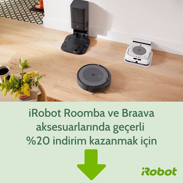 Soru&Cevap etkinliğimiz tamamlanmıştır.

Doğru Yanıt: Roomba i3, Roomba i3+, Roomba i7, Roomba i7+, Roomba j7, Roomba j7+, Roomba s9+

Kazanan takipçilerimize aksesuarlarda geçerli %20 indirim ile keyifli alışverişler dileriz.

iRobot Roomba robot süpürge ve Braava robot paspas aksesuarlarında* geçerli %20 indirim kazanmak için:

- @irobotturkiye hesabını takip etmeniz

- Bu postu beğenmeniz ve yorumlara 1 arkadaşınızı etiketlemeniz

- 